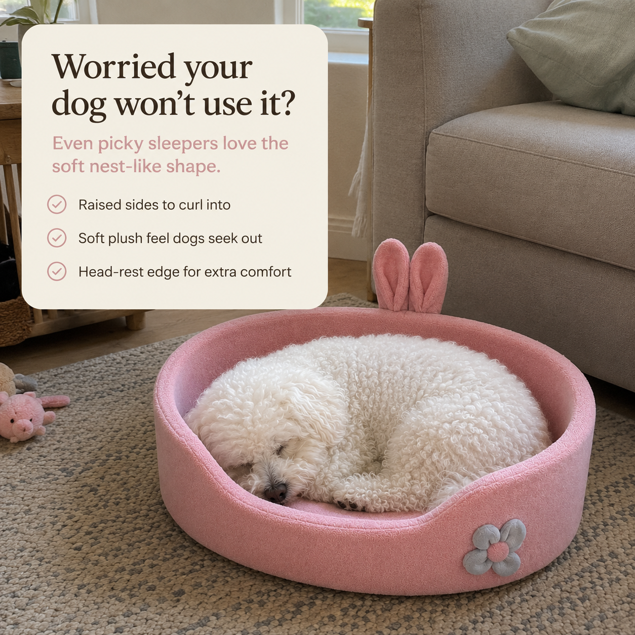 SnugDen Calming Dog Bed